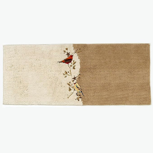 Avanti Linens - Bath Mat, Soft & Absorbent Cotton Rug, Nature Inspired Bathroom Decor (Gilded Birds Collection, 24" x 60")