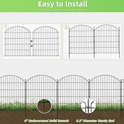 Decorative Garden Fence 32in (H) x24ft (L), 10 Pack No Dig Fence Animal Barrier for Dog, Arched Flower Bed Edging, Wire Border Panel Fencing for Yard Patio Outdoor Decor