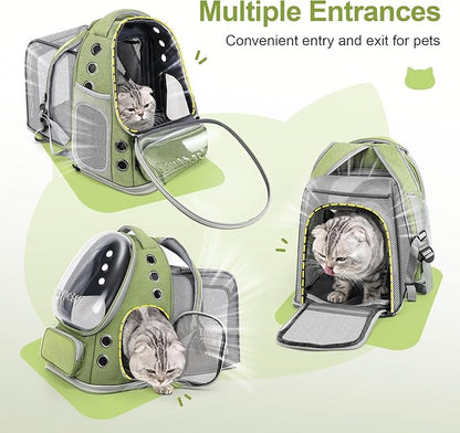 Expandable Cat Backpack,Cat Bubble Backpack Carrier for Carrying Cats, Pets and Small Dogs,Airline-Approved,Designed for Travel, Hiking, Walking,Car