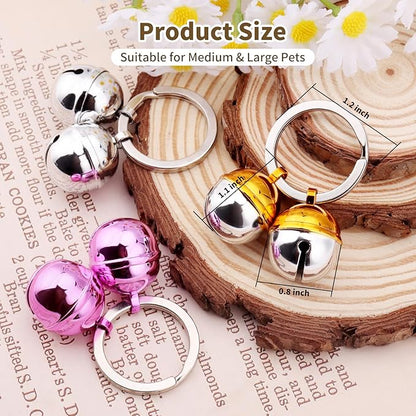Dog Collar Bells, 2 Pack Extra Loud Dog & Cat Bells for Tracking & Safety, Stainless Steel Pet Tracker Training Bells for Small Medium Large Dogs & Cats (Multi-Color)