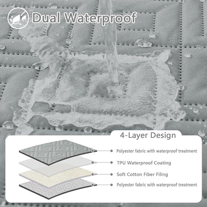 hyha Waterproof Dog Blanket, Soft Pet Bed Blankets, Waterproof Sofa Couch Cover for Dogs Washable, Reversible Pet Couch Covers for Sofa Furniture (52x82 Inch, Grey/Light Grey)