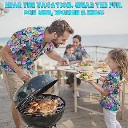 Custom Hawaiian Shirt with Face Photo Picture for Men Women Kids Youth Adult, Tropical Personalized Hawaiian Shirts Gift