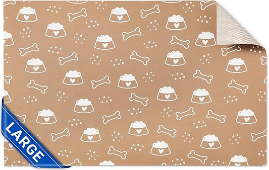 Cooyes Large Dog & Cat Food Mat 16"×24", Ultra-Absorbent Dog Bowl Mat for Food and Water, Pet Feeding Mat with Non-Slip Back, Pet Placemats with Water-Locking Bottom That Protects Floors