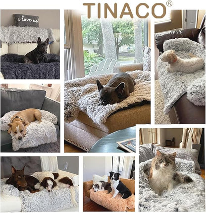 Tinaco Calming Dogs/Cats Bed Mats, Dog Pad Washable Removable Couch Cover, Plush Long Fur Mat for Pets, Waterproof Lining, Perfect for Small, Medium and Large Dogs and Cats (Desert Brown, 45"x37")