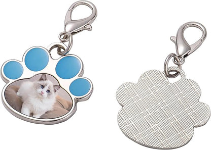 Custom Pet Photo Keychain Personalized Photo Pawprint Dog Tag Keychain Engraved Keyring Animal Pet Lover