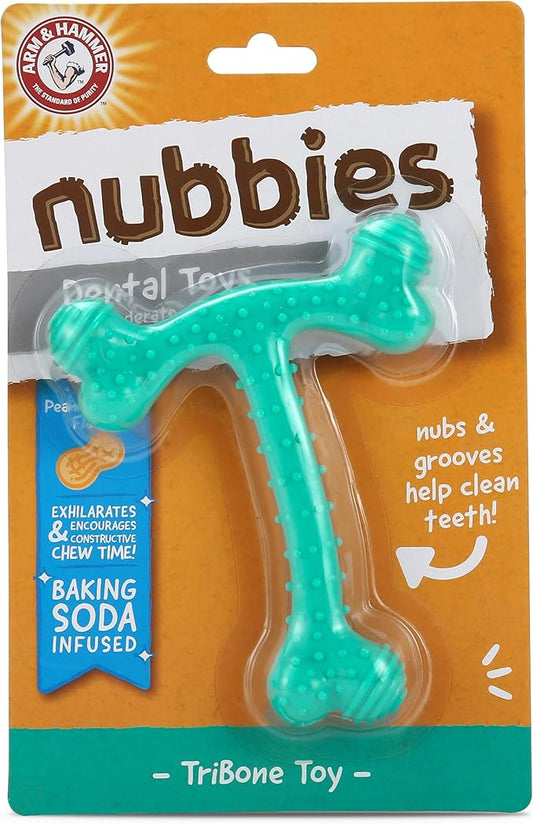 Arm & Hammer Nubbies T-Bone Dental Dog Chew Toy with Peanut Butter Flavor, Textured Chew Toy Designed to Help Clean Teeth and Support Oral Care for Dogs Up to 35 lbs