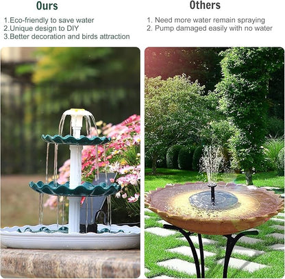 AISITIN 3 Tiered Bird Bath with 3.5W Solar Pump, DIY Solar Fountain Detachable and Suitable for Bird Bath, Garden Decoration, Outdoor Bird Feeder