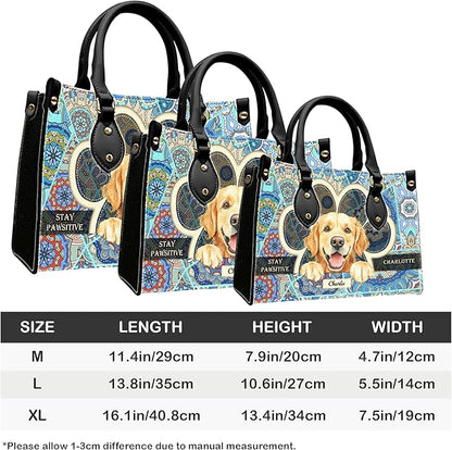 Personalized Pet Mom Leather Handbag – Custom Name Dog Cat Photo Purse, Pet Lover Gifts for Women, Christmas