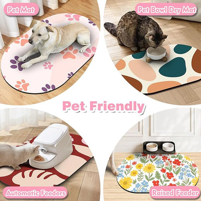 Large Pet Feeding Mat – 28''x17'' Absorbent Dog Mat for Food and Water, Easy Clean Cat Dog Water Bowl Mat, Non-Slip Pet Water Mat Protect Floor, Fit with Automatic Feeders and Double-Bowl