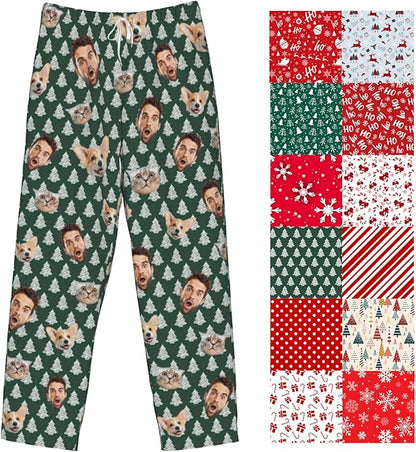 Custom Pajamas Pants Plaid Personalized Funny PJ Pant Design with Face Pajama for Men Women Dog Pet
