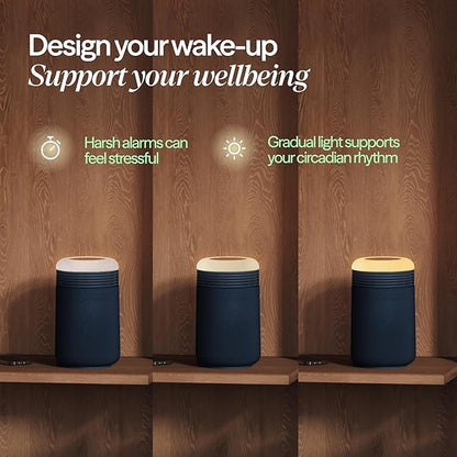 BLUEAIR Purifier for Bedroom - Mini Restful - Sunrise Clock with HEPASilent Filtration and Wake Up Light - Cleans Air and Supports Circadian Rhythm - USB-C and App Connectivity, Blue