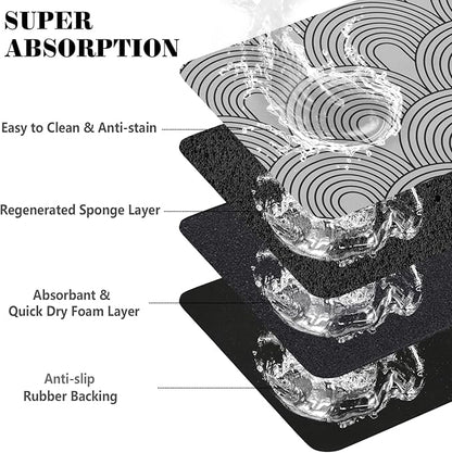 Dog Food Mats for Floors Absorbent, Pet Cat Food Mat - Quick Dry Dog Bowl Mats for Food and Water, Eco-Friendly Boho Pet Supplies