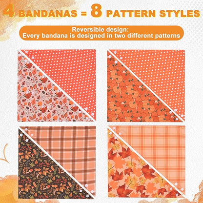 PAWCHIE Dog Bandanas Small Reversible Styles Pet Triangle Scarf Bibs - Adjustable with Two Snaps - Kerchief Set Accessories for Dogs, Puppy, Cats