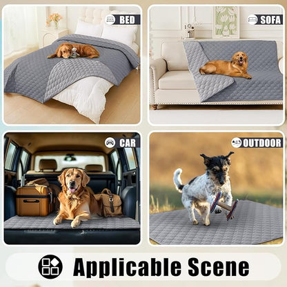 Smiry Waterproof Dog Bed Cover Blanket, Soft Reversible Pet Blanket, Washable Leakproof Cats Dogs Couch Cover for Sofa, Couch, Furniture (68x82 Inch, Grey/Light Grey)