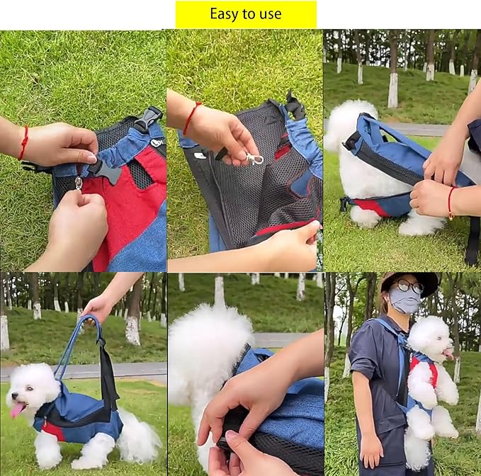 Lightweight Pet Backpack Carrier for Small Dogs & Cats - Easy-Fit Adjustable Straps, Basic Legs-Out Design, Durable for Daily Use (Fits Pets Under 15lb) (Red-White Color-Blocked, Medium)