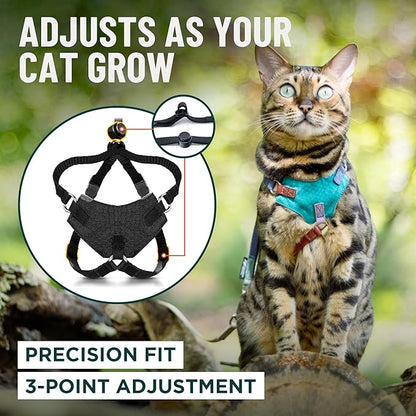 Houdini™ Escape Proof Kitten Harness and Leash Set by OutdoorBengal – Turquoise, Small Cat Harness for Walking