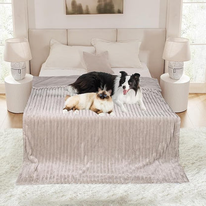 Waterproof Dog Blanket, Soft Fleece Blanket for Couch Protector, Reversible Pet Blankets Furniture Protector Cover for Small Medium Large Dogs Cats (Line, 60"x80")
