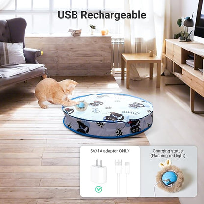 Interactive Cat Toys for Indoor Cats 2025 New Speedy Ball with Tail Cat Toy Automatic Motion Activated Moving Ball Hide and Seek Game for Indoor Exercise Kicker