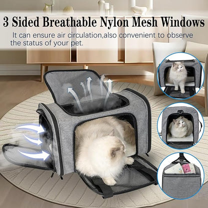 Top tasta Dog Cat Carrier Pet Carriers for Small Medium Large Cats Dogs Carrier Soft Sided Small Puppy Dog Carrier Portable Foldable Airline Approved Dog Cat Travel Carrier Grey Black M