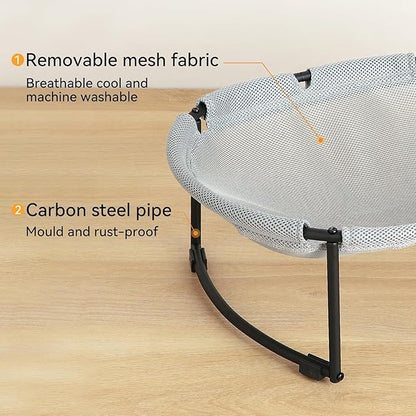 Cat Bed Hammock, Free-Standing Elevated Cat Bed for Indoors and Outdoors, Easy Assembly with Removable Washable Mesh for Cats up to 30 lbs, 20 in x 16.5 in x 8 in