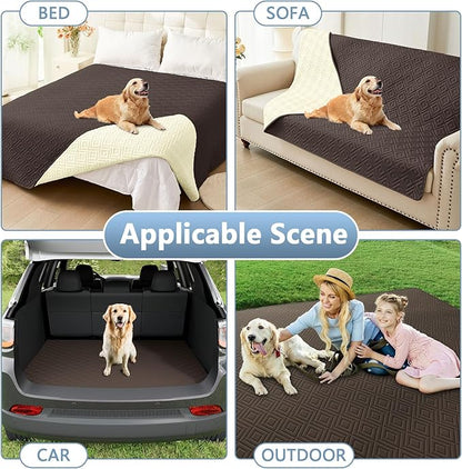 hyha Waterproof Dog Blanket, Soft Dog Bed Cover Pet Blankets, Waterproof Sofa Couch Cover for Dogs Washable, Reversible Pet Couch Covers for Sofa Furniture (82x102 Inch, Chocolate/Beige)