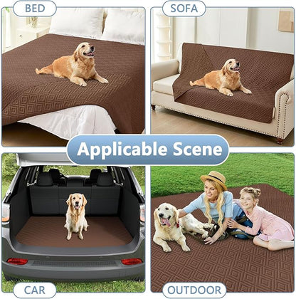hyha Waterproof Dog Blanket, Soft Dog Bed Cover Pet Blankets, Waterproof Sofa Couch Cover for Dogs Washable, Reversible Pet Couch Covers for Sofa Furniture (82x102 Inch, Brown/Brown)