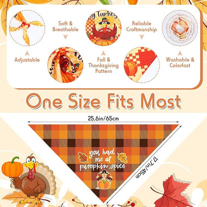 Sweetude 100 Pcs Fall Dog Bandanas Bulk Plaid Bandanas for Dog Autumn Thanksgiving Pet Scarf Bibs Adjustable Triangle Kerchief Grooming Supplies Pet Costume for Small Medium Large