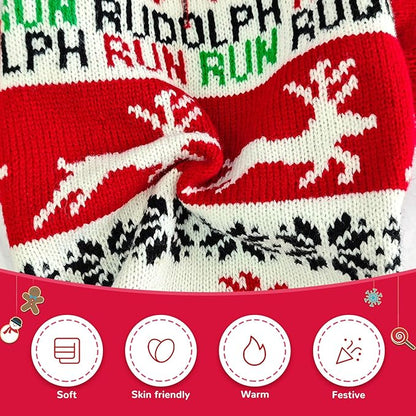 Dog Christmas Sweater Xmas Pet Clothes Cute Reindeer Christmas Dog Costume Outfits Holiday Knitwear Puppy Cat Jumpers New Year Gifts for Small Medium Large Dogs(Red Runing Deer,S)