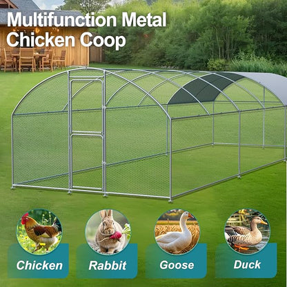 Large Chicken Coop, Chicken Coops for 30 Chickens, Chicken Runs for Yard with Water Poof & UV Resistance Cover, Dome Roof Chicken Coop Run with Double Lockable Doors for Outdoor Backyard