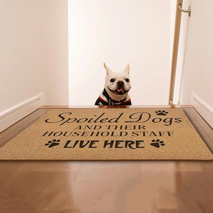 Funny Spoiled Dog Door Mats, Dog Mat for Home Outside Entryway, Funny Welcome Front Door Mat Indoor Outdoor Entrance, Artificial Coir Doormat Rugs for Patio Entry Kitchen Decor, 17x30 Inch