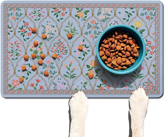 Absorbent Pet Dog Bowl Mat for Food and Water, Pet Cat Food Feeding Mat with Non Slip Rubber Backing, Dog Food Mats for Floors Waterproof, 24"x32"