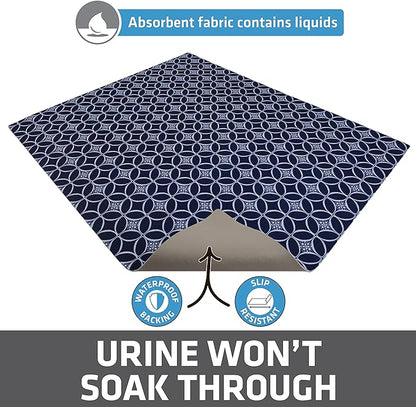 Drymate Cat Litter Box Mat, Litter Trapping Mat, Waterproof, Urine-Proof, Absorbent, Machine Washable, Soft on Paws, Contains Mess, Protects Floors, Kitten Supplies, Indigo, 29x36 XL