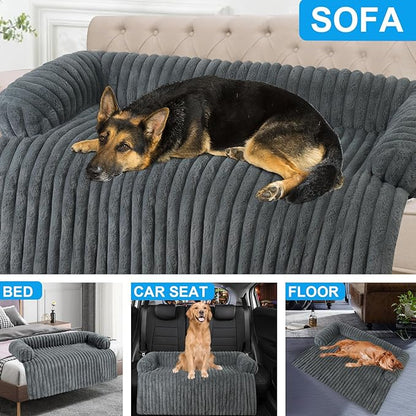 Wn's Day Luxurious Dog Couch Bed, Washable Calming Dog Couch Cover, Removable Couch Protector for Dogs, Waterproof Sofa Bed, Pet Bed Mats for Couch, Pet Couch Covers for Sofa(Grey, XXL)