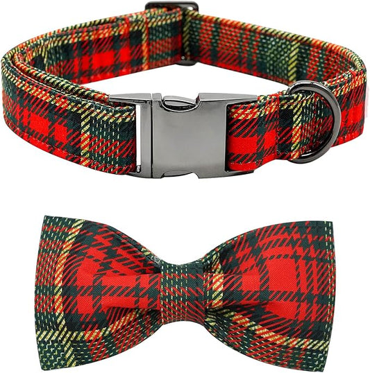 Dog Collar - Thanksgiving Turkey Dog Collar Bowtie Gift Soft Bow Adjustable Metal Buckle Pet Collar for Large Dogs