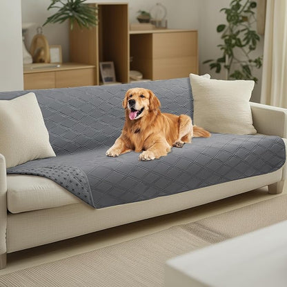 Luciphia 100% Waterproof Couch Cover Blanket for Dogs Anti-Slip Pet Couch Protector Sofa Mat Puppy Cat with Non-Slip Bottom, Light Grey, 52x82 Inch
