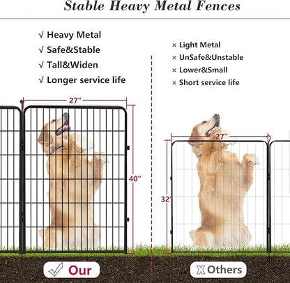 Dog Playpen, 40 inch 8 Panels Dog Fence Outdoor Heavy Duty Dog Pen for Large/Medium/Small Dogs, Indoor Puppy Playpen with Door Portable Pet Fence for RV Camping, Yard