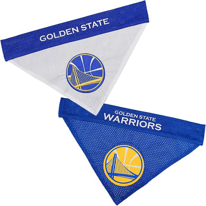 NBA Dog Bandana - Golden State Warriors Reversible Pet Bandana. 2 Sided Home & Away Sports Bandana with a PREMIUM Embroidery TEAM Logo, Large/X-Large