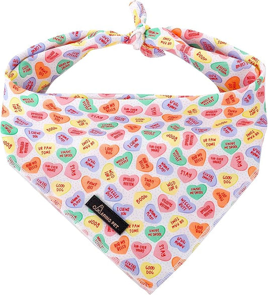 ARING PET Valentine's Day Dog Bandana-Cute Heart Pet Bandanas, Soft Holiday Scarf Cotton Triangle Bibs for Small to Large Boy Girl Dogs and Cats