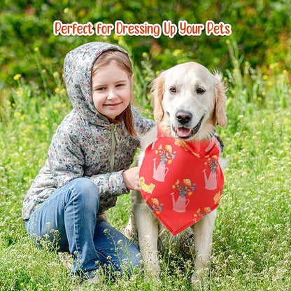 Chunful 50 Pcs Spring Dog Bandanas Floral Dog Bibs Seasonal Pet Costume Adjustable Cat Puppy Spring Outfit Cute Washable Triangle Scarf Kerchief for Small to Medium Pet