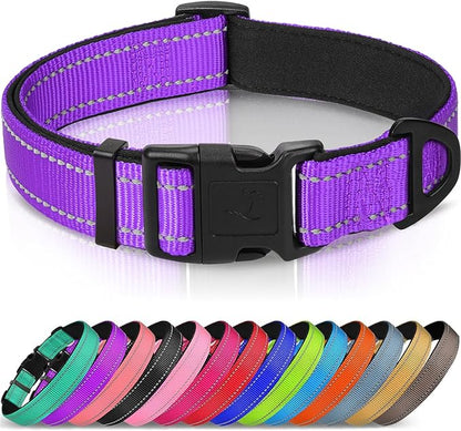 Joytale Reflective Dog Collar,Soft Neoprene Padded Breathable Nylon Pet Collar Adjustable for Small Dogs,Purple,S