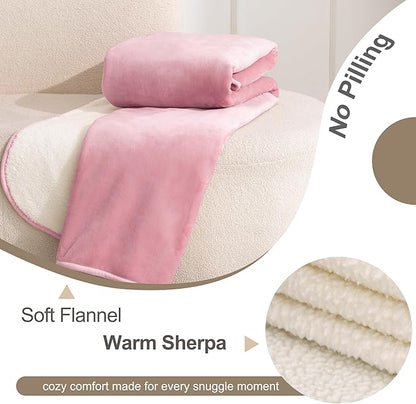 gogobunny Waterproof Pet Blanket for Small Dogs and Cats, Reversible Sherpa Fleece Soft Plush Throw for Couch Protection, Washable Furniture Protector (Pink, 30x40 inches)