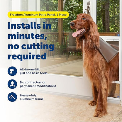 PetSafe Sliding Glass Pet Door - No-Cut DIY Install Doggy Door for Renters - Aluminum Frame - Adjustable Height 91 7/16" to 96" - Ideal for Large Dogs Up to 130 lb - White