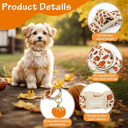 Fall Dog Collar – Halloween & Thanksgiving Dog Collars for Small Dogs – Soft & Comfortable Autumn Puppy Collar with Quick Release Buckle, Small Dog Collars for Girl Boy Dogs-S