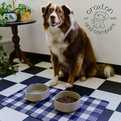 CROXTON & CO. Non-Slip Faux Leather Pet Feeding Mat for Dog Bowls | Large Bowl Mat for Food and Water | Durable, Easy-to-Clean Pet Food Mat for Floors | Size: 16.5"x28"