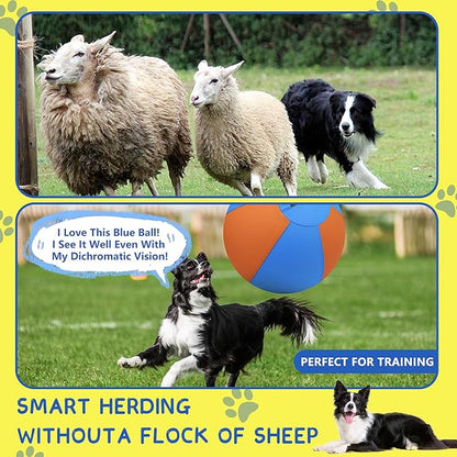 Herding Ball for Dogs and Horses - 18" Dog Herding Ball for Australian Shepherd Collie, Jolly Ball for Dogs Agility Equipment, Herding Ball Durable Bite-Resistant with Reinforced Stitching-Orange&Blue