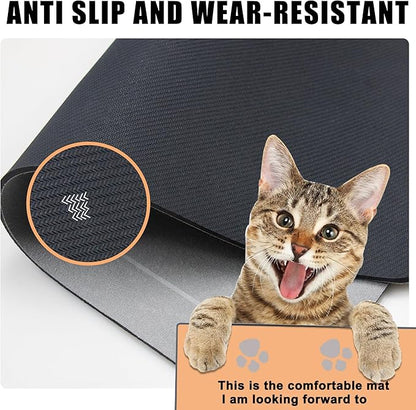 YCT Cat Pet Food Mat - Non-Slip Bottom Absorbent Quick Dry Feeding Mat for Dogs and Cats - Pet Supplies, 16.9"x24" Beige