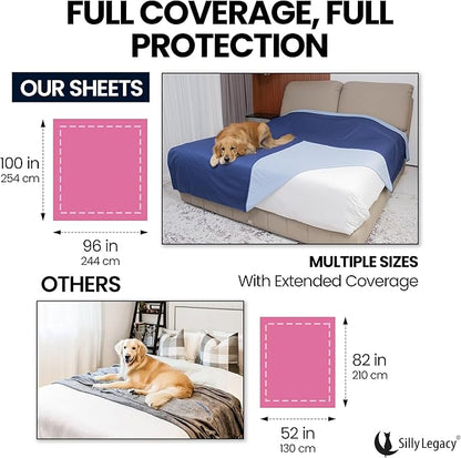 SILLY LEGACY Thin Reversible Waterproof Protective Bed Cover (Queen Size, 96 x 82 inch), for Dogs and Cats, Babies; Incontinence, Dirt, Drool