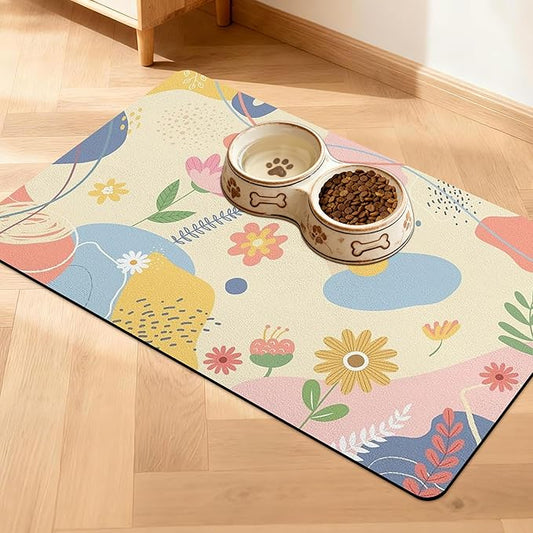 Pet Feeding Mat for Floors Waterproof Dog Mat for Food and Water Absorbent Quick Dry Non Slip mat for Cat Bowls
