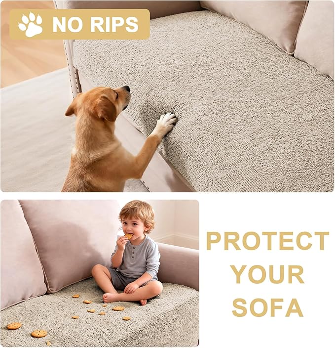H.VERSAILTEX Non Slip Pet Couch Cover Chenille Dog Bed Protector Thick Soft Sofa Slipcover Pet Friendly Washable Couch Cushion Covers for Pets (30" x 53", Island Fossi)
