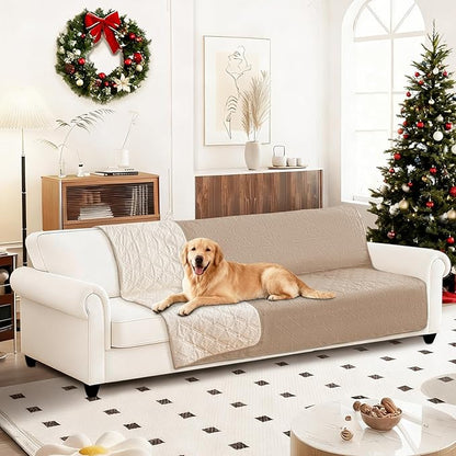 Waterproof Dog Bed Cover, Non-Slip Dog Blanket for Couch, Couch Covers for Dogs Washable, Pet Blanket for Furniture, Pet Bed Mat for Sofa, Car, Pet Supplies (82x82 Inch, Khaki)